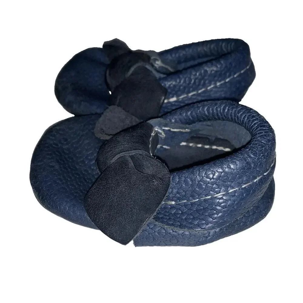 Freshly Picked Baby Moccasins Size 1 Navy Blue Leather Bow Shoes